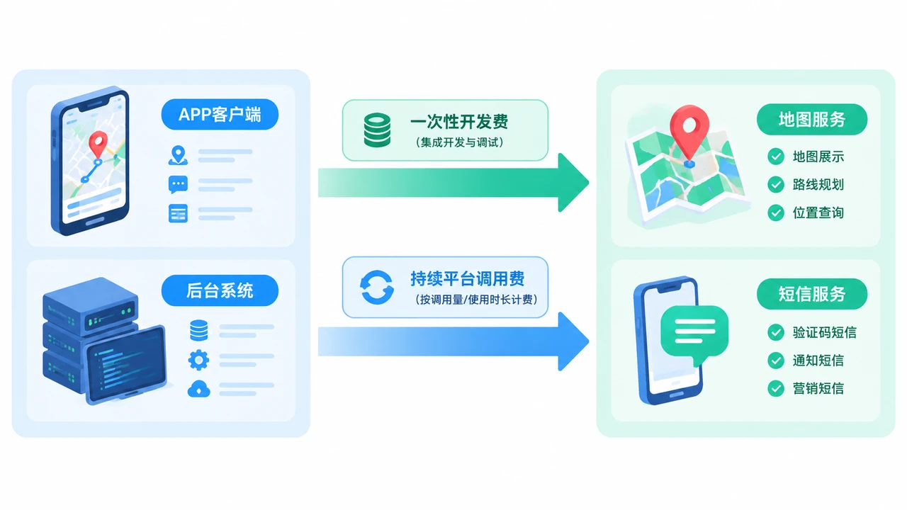APP接入第三方地图和短信要多少钱?接口开发费与平台服务费怎么区分 APP接入第三方地图和短信要多少钱?接口开发费与平台服务费怎么区分