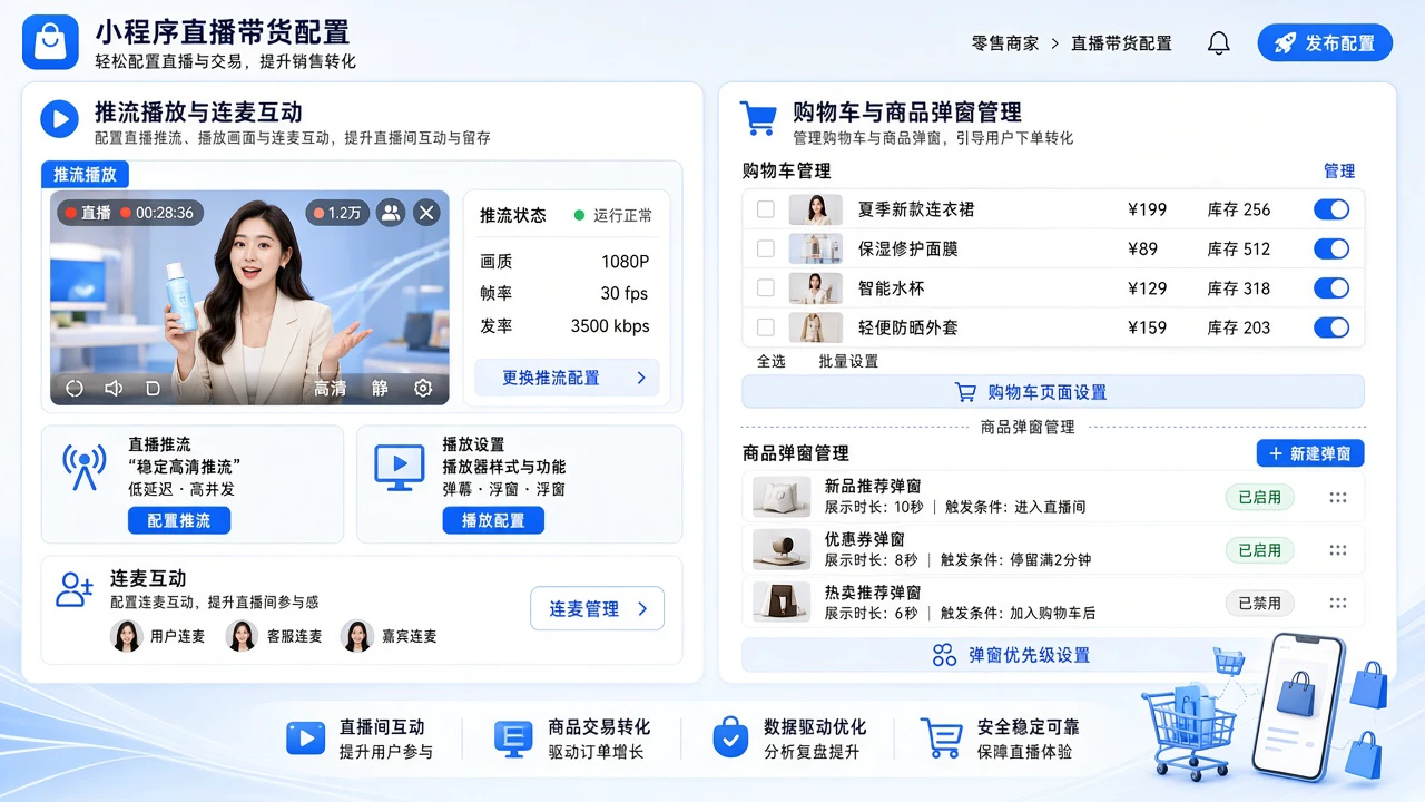 小程序接入直播带货功能要多少钱？推流、连麦、购物车与打赏如何拆分费用？