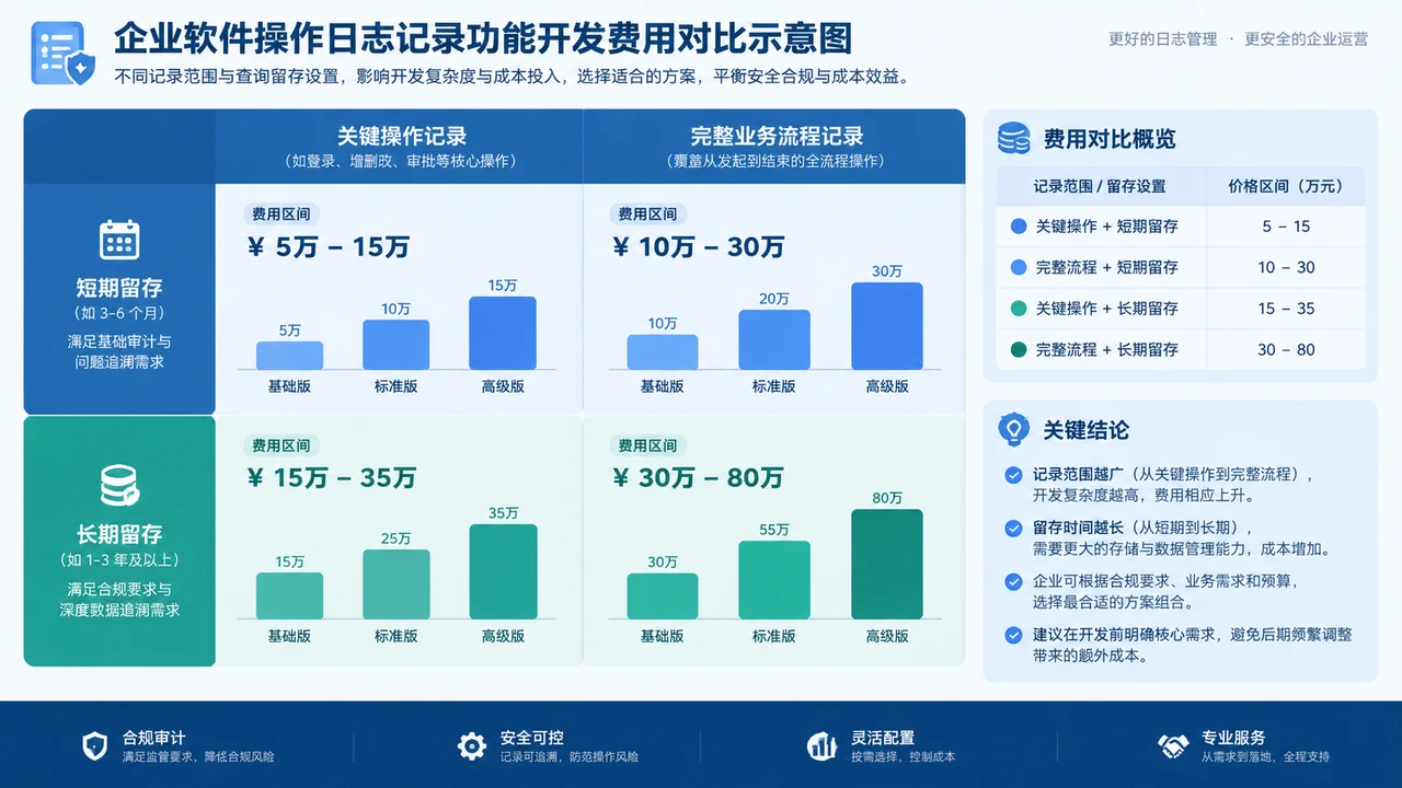 企业软件增加操作日志要多少钱?记录范围和查询留存如何影响报价? 企业软件增加操作日志要多少钱?记录范围和查询留存如何影响报价?